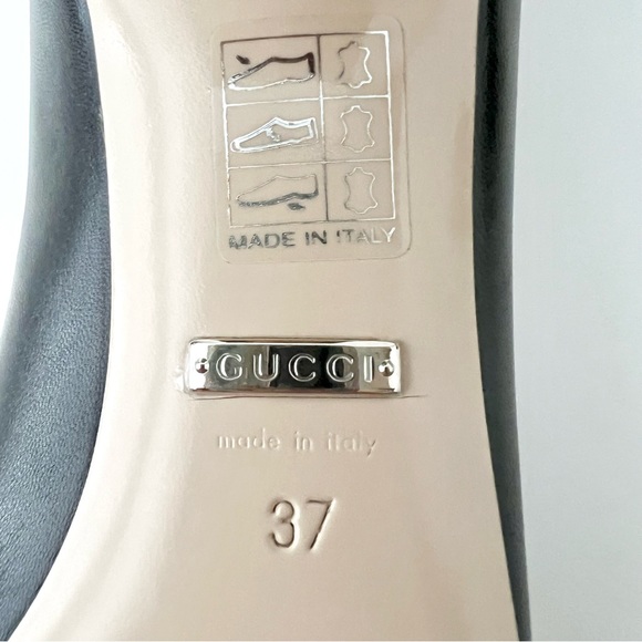 GUCCI | Decollete Madelyn Black Malaga Kid Pump Heel with G Crystals Size 37 - Picture 15 of 16